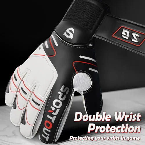 Vista 5 de Sportout Guantes de portero para jóvenes y adultos, agarre fuerte para las paradas más difíciles, con protección en los dedos y látex de 4+3MM