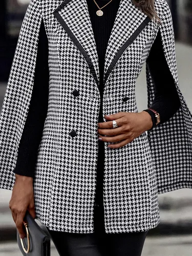 Vista 4 de WDIRARA Chaqueta de manga dividida con frente abierto, elegante, para trabajo, para mujer