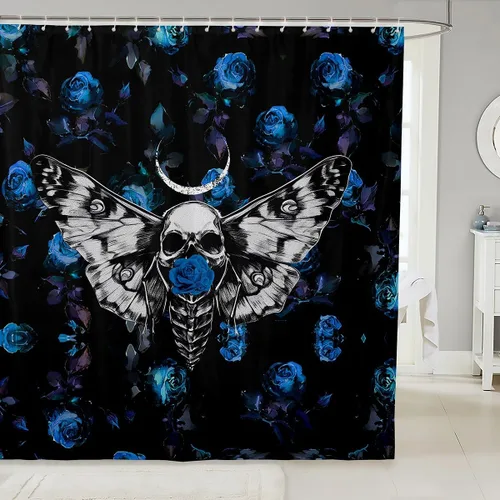 Vista 19 de Cortina de ducha con estampado de leopardo y gato con rosas rojas, 72 pulgadas de ancho x 72 pulgadas de largo, juego de cortina de ducha con flores