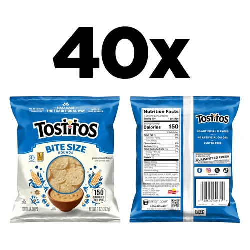 Vista 2 de Tostitos Chips de tortilla Rounds del tamaño de un bocado, bolsas de 1 onza (paquete de 40)
