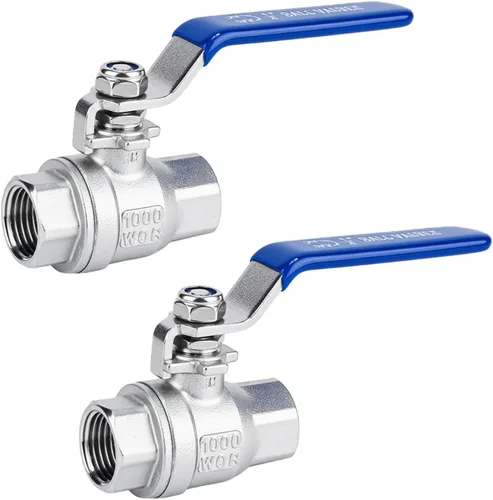 Vista 9 de 2 válvulas de bola de acero inoxidable 304, NPT hembra de puerto completo con mango de aislamiento de vinilo azul resistente (2, 1 pulgada)