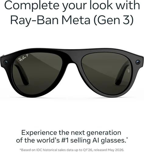 Vista 2 de Meta Ray-Ban (Gen 3) Aviator Negro brillante / verde