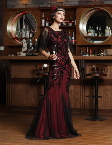 Vista 2 de PrettyGuide Vestido de noche de los años 20 con lentejuelas y dobladillo de sirena
