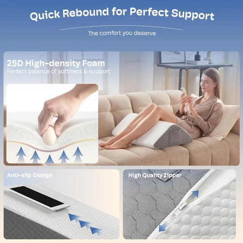 Vista 3 de Simpledad Almohada de cuña triangular, almohada de cuña para reflujo ácido, alivio del dolor de espalda, parte superior de espuma viscoelástica
