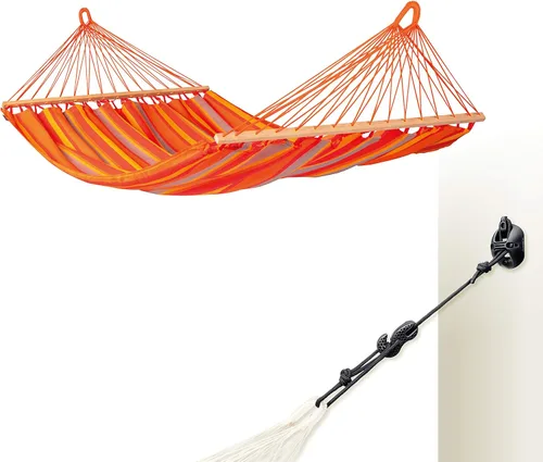 Vista 7 de La Siesta® Alisio Hamaca con barra esparcidora, hamaca exterior resistente a la intemperie, hamaca exterior de tela para 2 personas, hamaca para 2
