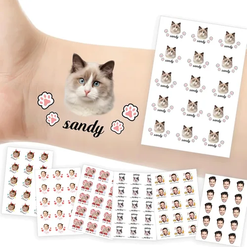 Vista 27 de Tatuajes temporales personalizados con foto y nombre, logotipo personalizado para adultos, niños, mujeres, hombres, regalo de boda, cumpleaños
