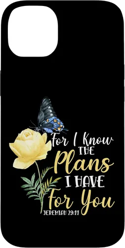 Vista 15 de iPhone 16 Christian Bible Verse Butterfly Rose Flower Jeremiah 29:11 Case