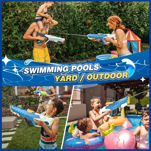 Vista 5 de Pistola de agua eléctrica Skirfy para niños y adultos, juguetes de agua automáticos de succión de agua al aire libre, pistolas de agua con alcance