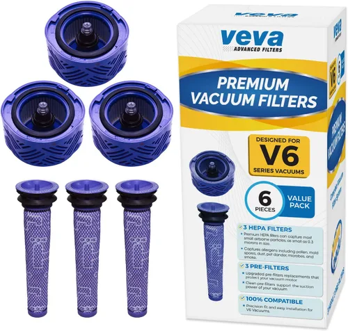 Vista 7 de Veva Paquete de 2 filtros HEPA de alta calidad compatibles con aspiradora inalámbrica Dyson V6, pieza de repuesto # 966741-01, captura alérgenos