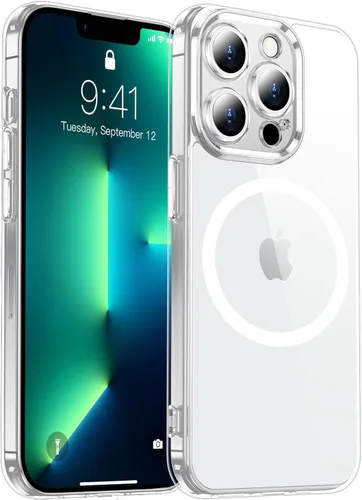 Vista 27 de Red2Fire Funda magnética para iPhone 13 Pro Max, protección completa mejorada de la cámara, compatible con MagSafe, funda protectora translúcida