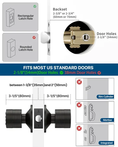 Vista 6 de Cerradura de entrada sin llave con código, pomo de puerta digital con teclado para dormitorio, puerta principal, garaje, hogar, apartamento, bronce