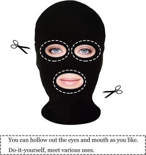 Vista 6 de 2 máscaras de cara completa máscaras de segunda piel BW capucha de licra para Halloween para tela unisex