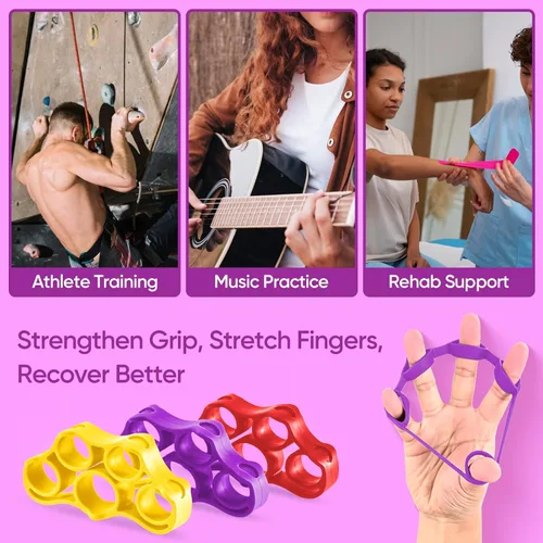 Vista 6 de FitBeast Grip Strength Trainer – 6 Pieces Hand Therapy Kit with Finger Extension Exerciser & Stress Balls for Adults, Rehab & Strength Training