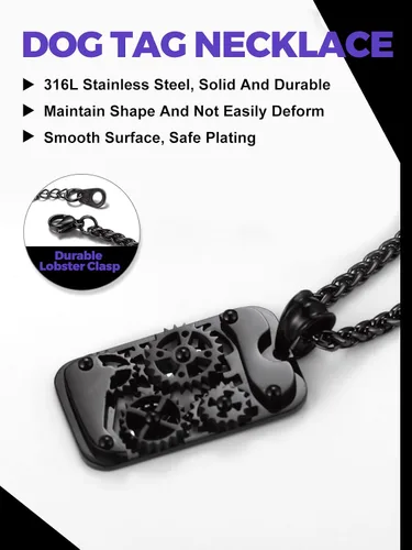 Vista 3 de Richsteel - Placa de identificación estilo Hip Hop militar para collar, fibra de carbón, colgante de bibliabala, para mujeres y hombres joya
