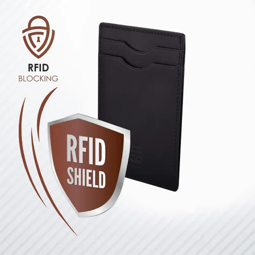Vista 5 de Elegant Plain cardholder Genuine Leather RFID blocking Magnetic Clip Cardcase Wallet Slim Design for Front and Back Pocket Quality Cardcase wallet