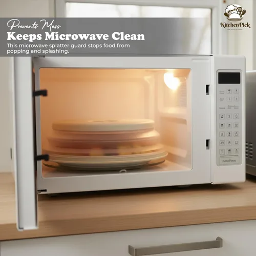 Vista 2 de s Cubierta para salpicaduras de microondas, cubierta de microondas para alimentos, tapa protectora de salpicaduras de microondas con asa, cubierta