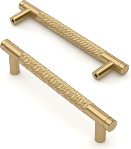 Vista 24 de Asidrama - Paquete de 10 tiradores para gabinete de 3 pulgadas (76mm) de color negro mate y bronce champán, manijas estriadas para gabinete
