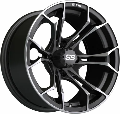 Vista 27 de GTW Spyder - Rueda de aluminio para carrito de golf de 12 pulgadas 12x7 4-4 pernos desplazamiento de 3:4 (azul/negro)