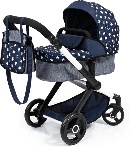 Vista 8 de Bayer Pram Xeo Doll Stroller, 20 Inches Carriage & Jogger Pushchair, Navy