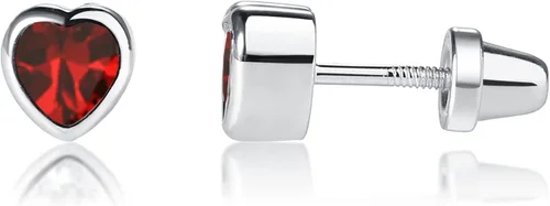 Vista 18 de Aretes de corazón con pasador simulando piedra natal con tornillo de traba (6mm) - para niñas 06-Junio
