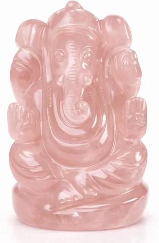Vista 10 de Escultura de ganesha con piedra preciosa de ágata negra natural, signo de éxito y buena suerte.