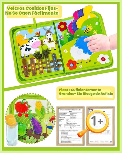 Vista 4 de Libro Ocupado para Niños Pequeños de 1-3 años, Juguetes Montessori para Niños de 1 y 2 años, Regalos de Cumpleaños para Niños y Niñas, Tabla Ocupada