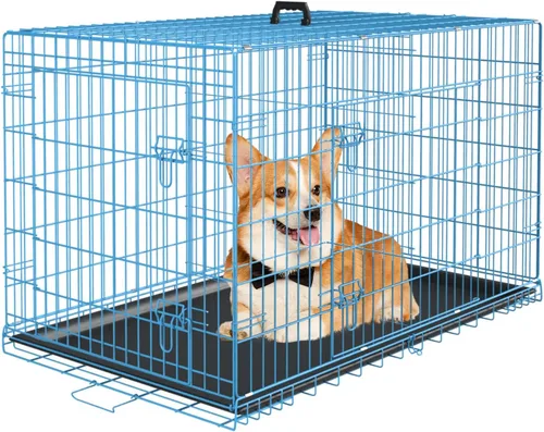 Vista 16 de PayLessHere Jaula para Perros de 46 cm para Perros Pequeños, Jaula de Metal de Puerta Única Plegable para Viajes, Interior y Exterior, con Divisores