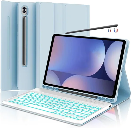 Vista 20 de Funda para teclado para Samsung Galaxy Tab S6 Lite de 10.4" 2024 2022/2020 (SM-P610/P613/P615/P619), Funda para teclado retroiluminada desmontable