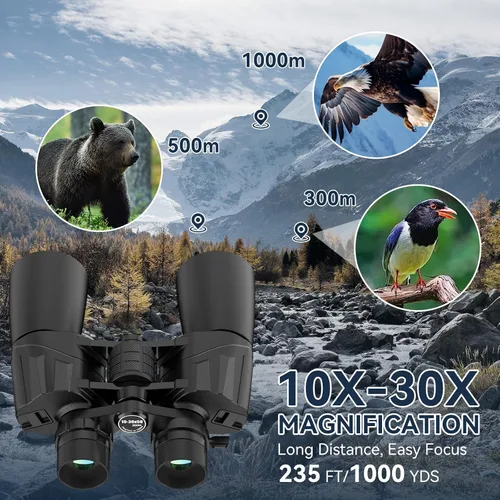 Vista 3 de Prismáticos de 10-30X50 de Alta Potencia con Zoom para Adultos - Prismáticos Profesionales Militares HD con Prisma BAK4/Lente FMC/Vista