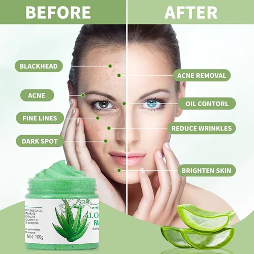 Vista 2 de Exfoliante y limpiador facial de aloe vera: lavado facial exfoliante para puntos negros y acné