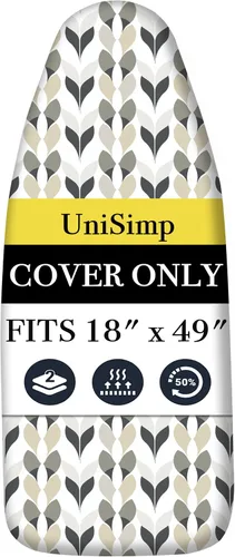 Vista 20 de UniSimp Funda y almohadilla para tabla de planchar de 15 x 54 pulgadas, algodón natural extra grueso, acolchado resistente a las manchas y a