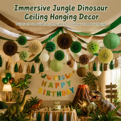 Vista 2 de AimtoHome Crepe Paper Streamers Jungle Themed Party Decor 6 Rolls