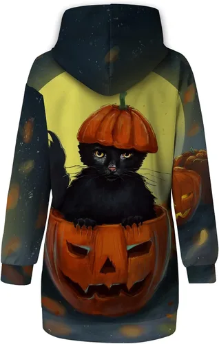Vista 4 de Vestido de Halloween para mujer 2022 con capucha para otoño e invierno