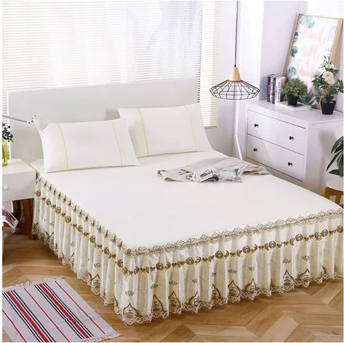 Vista 15 de OTBK Falda de cama individual blanca con volantes y borlas, estilo bohemio, falda de cama con encaje, volantes, floral, Shabby Chic juegos de ropa