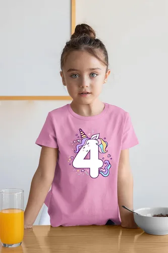 Vista 19 de Camisetas de unicornio para 4º cumpleaños para niñas pequeñas, camiseta de 4 años y cuarto