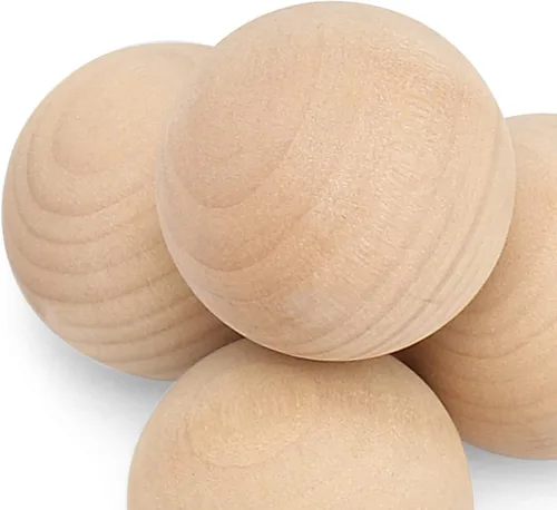 Vista 3 de MOUYAT 4 bolas redondas de madera grandes de 3 pulgadas, bolas de madera maciza sin terminar de 3.0 in, bolas de madera maciza para manualidades