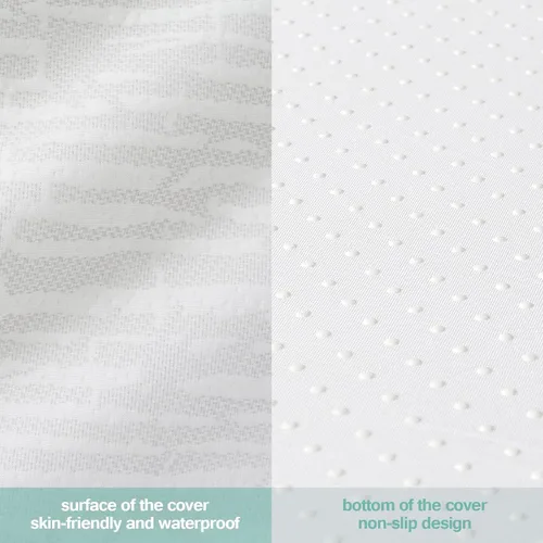 Vista 3 de Cubrecolchón de cuna de 52 x 27 x 2 pulgadas para cama de niño/cuna, protector de colchón de espuma viscoelástica a prueba de agua con funda