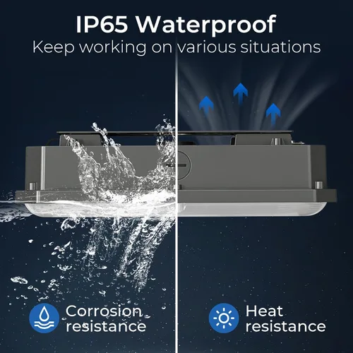 Vista 3 de CINOTON 80W luces de dosel LED 11200LM, luces LED comerciales para tienda 120Vac, luz LED de alta bahía al aire libre IP65 impermeable para techo