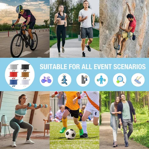 Vista 6 de Cordones para zapatos sin ataduras para niños y adultos, 6 pares de cordones elásticos para zapatos planos con hebilla de metal