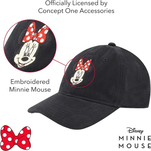Vista 4 de Concept One Disneys Minnie Mouse Bows Embroidered Cotton Adjustable Dad Hat with Curved Brim