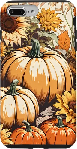 Vista 9 de iPhone 14 Bonito arte de otoño, calabazas, girasoles y hojas de otoño