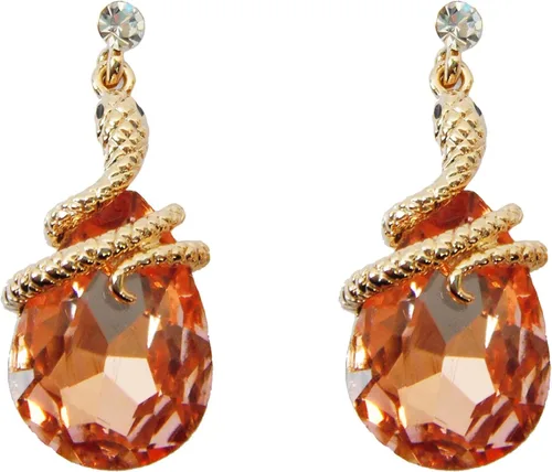 Vista 12 de Navachi Pendientes colgantes de gota de serpiente con forma de pera multicolor de cristal chapado en oro de 18 quilates