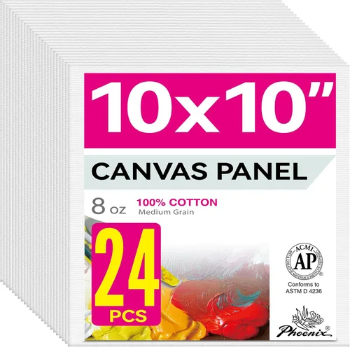 Vista 14 de PHOENIX Paneles de Lienzo Pequeños para Pintura de 3x5 Pulgadas, Paquete de Valor de 12 Unidades - 8 Oz Triple Imprimado 100% Algodón Libre de Ácido