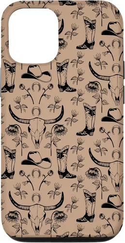 Vista 28 de Western Boho Skull, Sunflowers, Country Girls, Cowgirls Boot Case for iPhone 17
