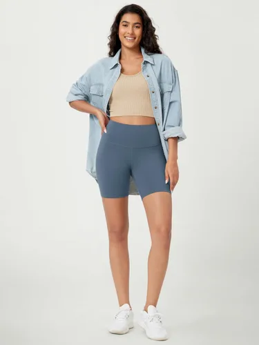Vista 4 de ODODOS ODLEX - Paquete de 2 pantalones cortos de entrenamiento de cintura alta para mujer, control de abdomen, entrenamiento, gimnasio, atletismo