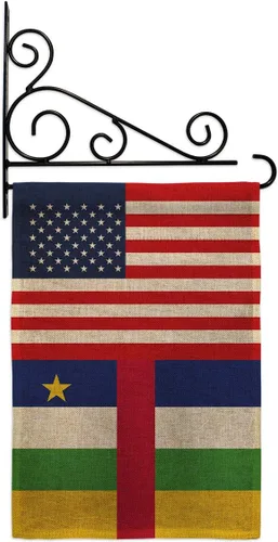 Vista 6 de Central African Republic US Friendship Burlap Burlap Garden Flag Regional USA American Alliance World Country Particular Area Small Decorative Gift