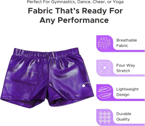 Vista 3 de Destira Girl's Mystique Gymnastic Athletic Sport Short, Gymnastics, Practices, Dance, Cheer, Yoga, Adult