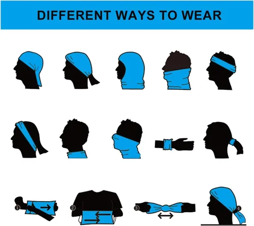 Vista 5 de Paquete de 6 polainas para el cuello, bufanda, cubrebocas, bandanas, protección solar, ciclismo, correr