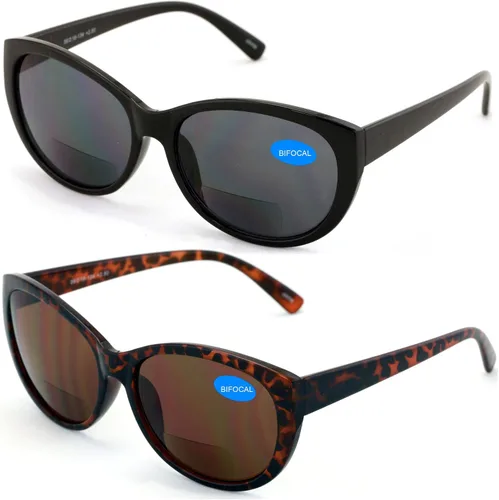 Vista 2 de 2 pares de lentes de sol de lectura bifocales para mujer Cateye Vintage Jackie Oval