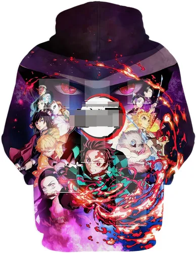 Vista 2 de Sudadera con capucha y bolsillo con estampado 3D de animé para hombre